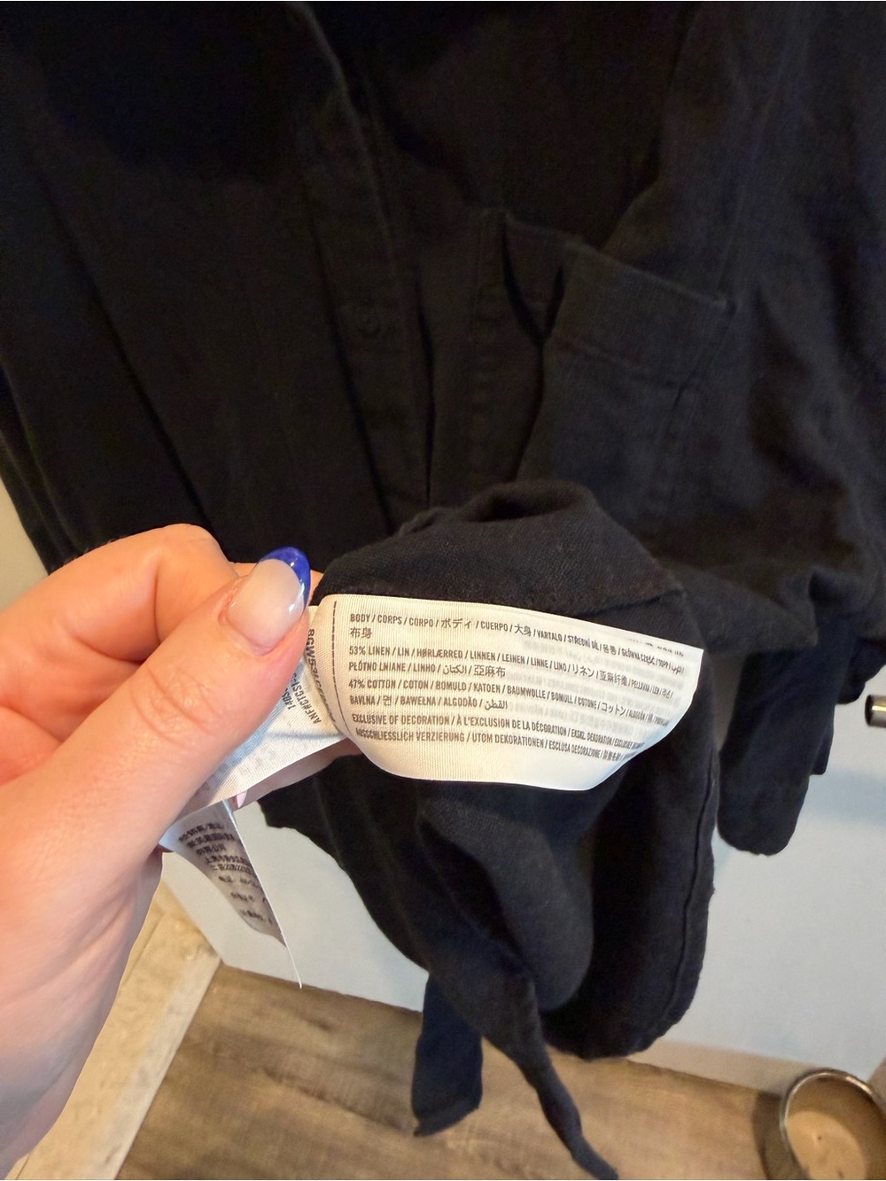 Abercrombie & Fitch Women’s Black Linen Blend Oversized Button Down Shirt XL - Picture 2 of 2